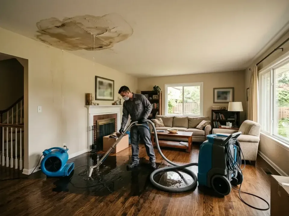 attic-pipe-burst-ceiling-drip-008 — frequently asked questions, Water Damage Restoration & Carpet Care in The Village of Ind…